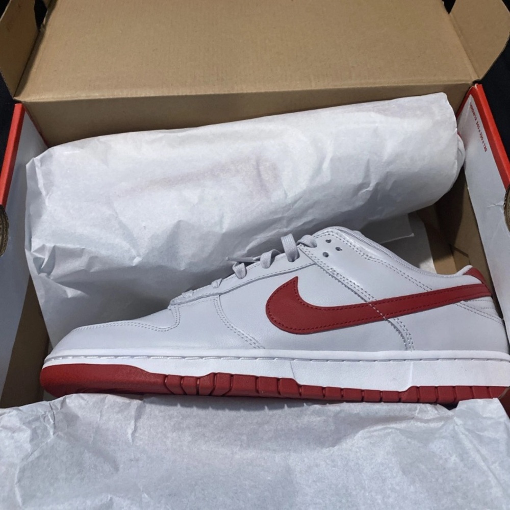 Size 13 - Nike Dunk Low Vast Grey Varsity Red - Picture 4 of 15
